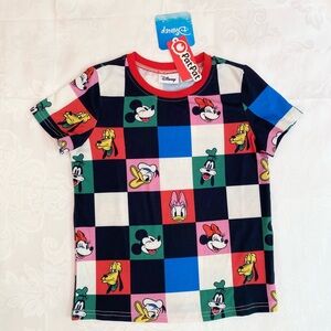 Disney Boy T-Shirt with Mickey, Minnie Donald, Daisy Duck, Goofy, Checker Print